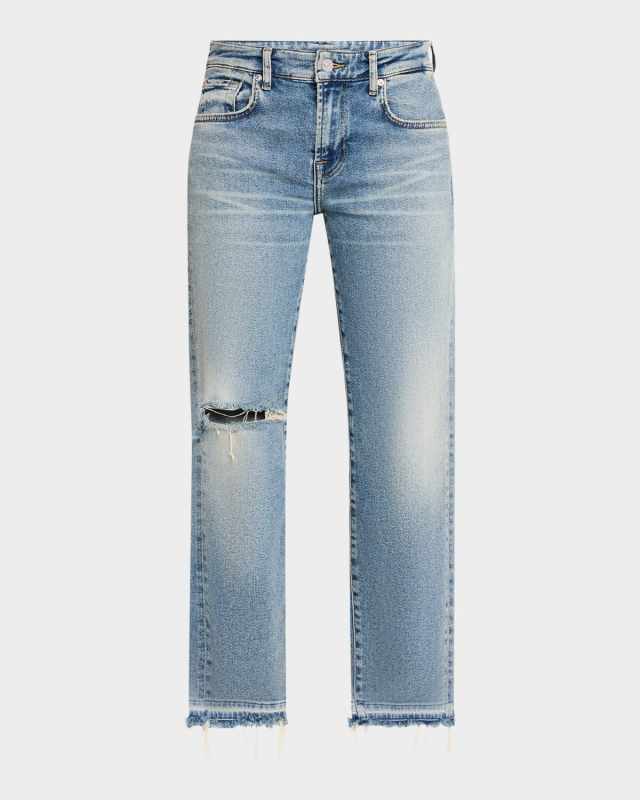 Calie Distressed Straight Ankle Jeans